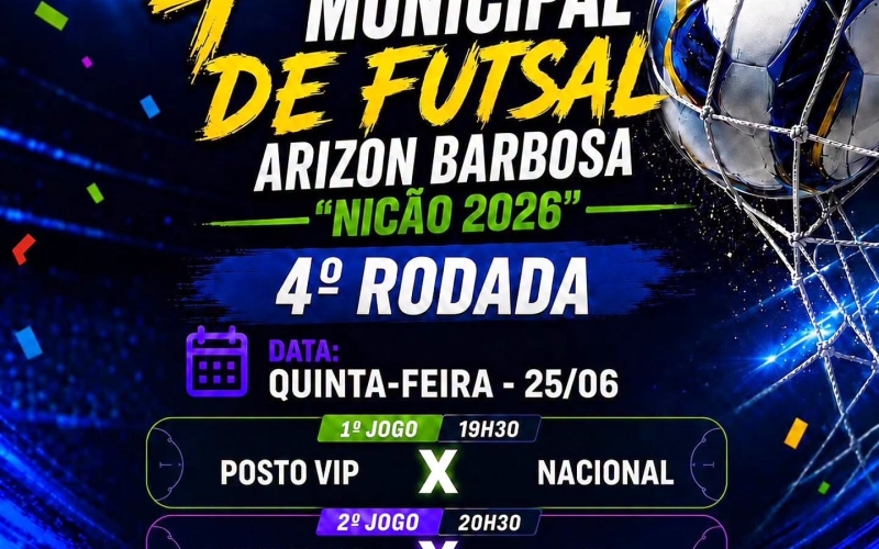 4ª Rodada do Campeonato Municipal de Futsal acontece nesta quinta-feira (25/06) 