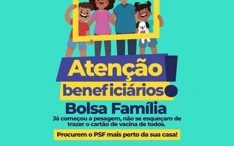 A Secretaria Municipal de Saúde informa que já começou a pesagem do Bolsa Família