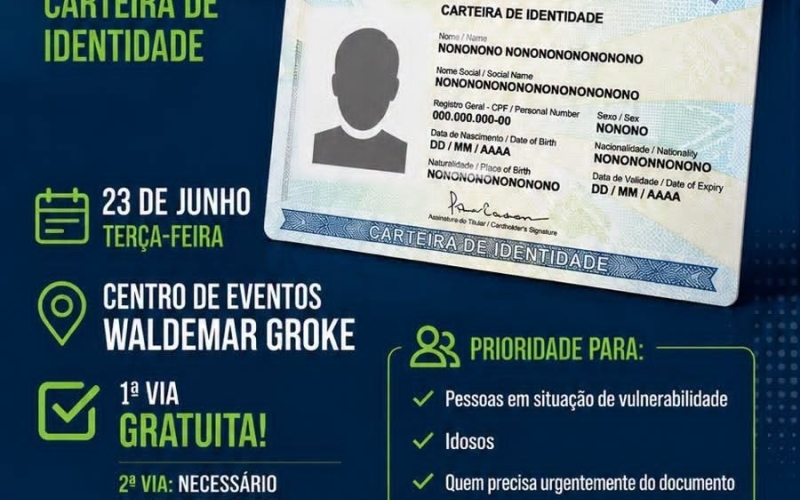 Polícia Civil promove mutirão gratuito para emissão da nova Carteira de Identidade Nacional 