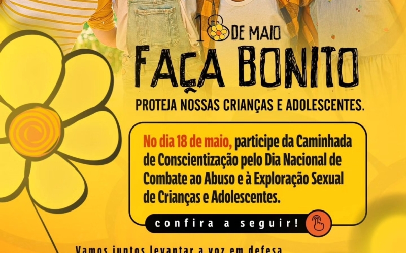 CRAS realiza caminhada e palestra de conscientização pelo Dia Nacional de Combate ao Abuso e à Exploração Sexual de Cria
