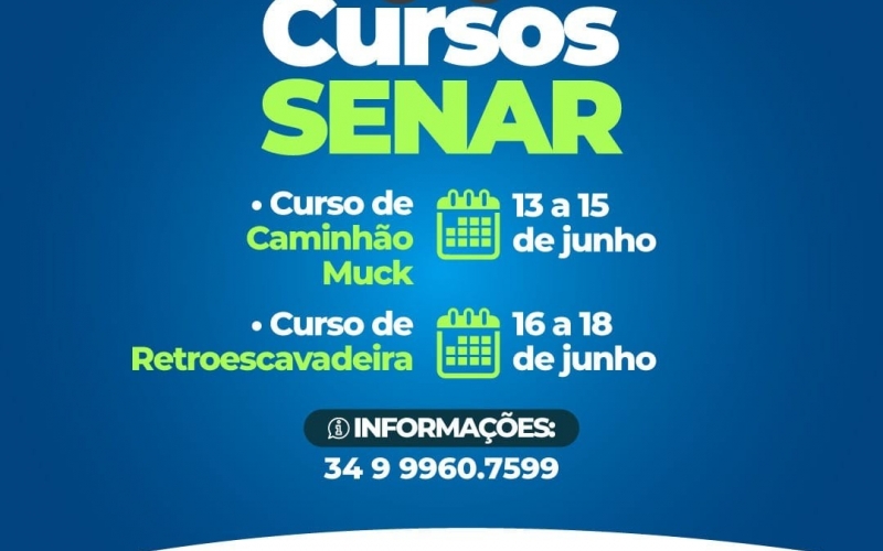 Estão abertas as inscrições para o curso de caminhão muck e retroescavadeira!