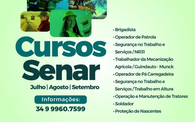 O SENAR em parceria com a Prefeitura de Itapagipe está trazendo diversos cursos profissionalizantes 