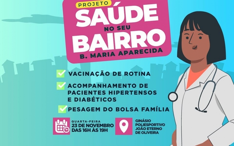Nesta quarta-feira, dia 23 de novembro, nossa equipe da saúde estará no Ginásio Poliesportivo João Eterno de Oliveira