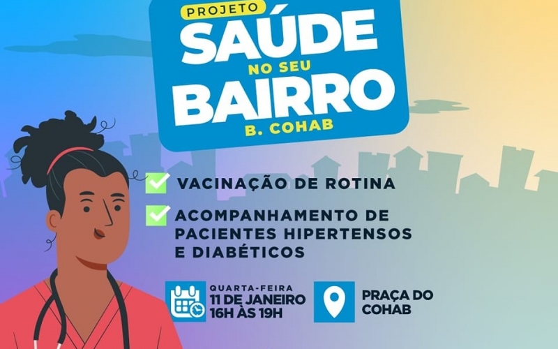 Nesta quarta-feira, dia 11 de janeiro, nossa equipe da saúde estará na praça da COAHB