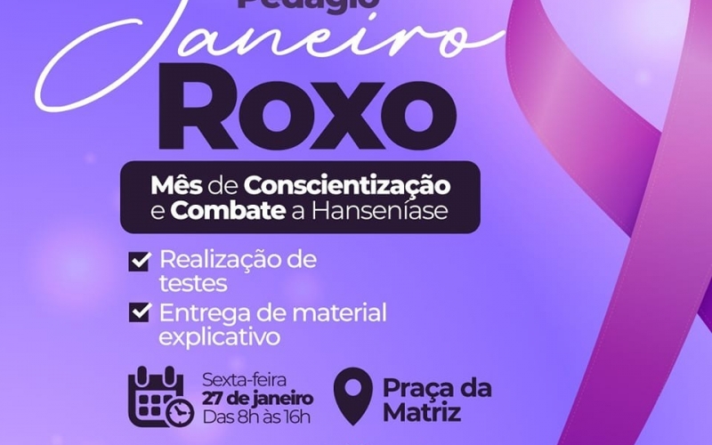 Nesta sexta-feira, nossa equipe da saúde estará na praça da Matriz realizando o pedágio do Janeiro roxo
