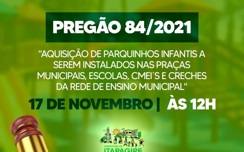 Aquisição de parquinhos infantis para as praças públicas, escolas, CMEI's e creches da rede de ensino municipal